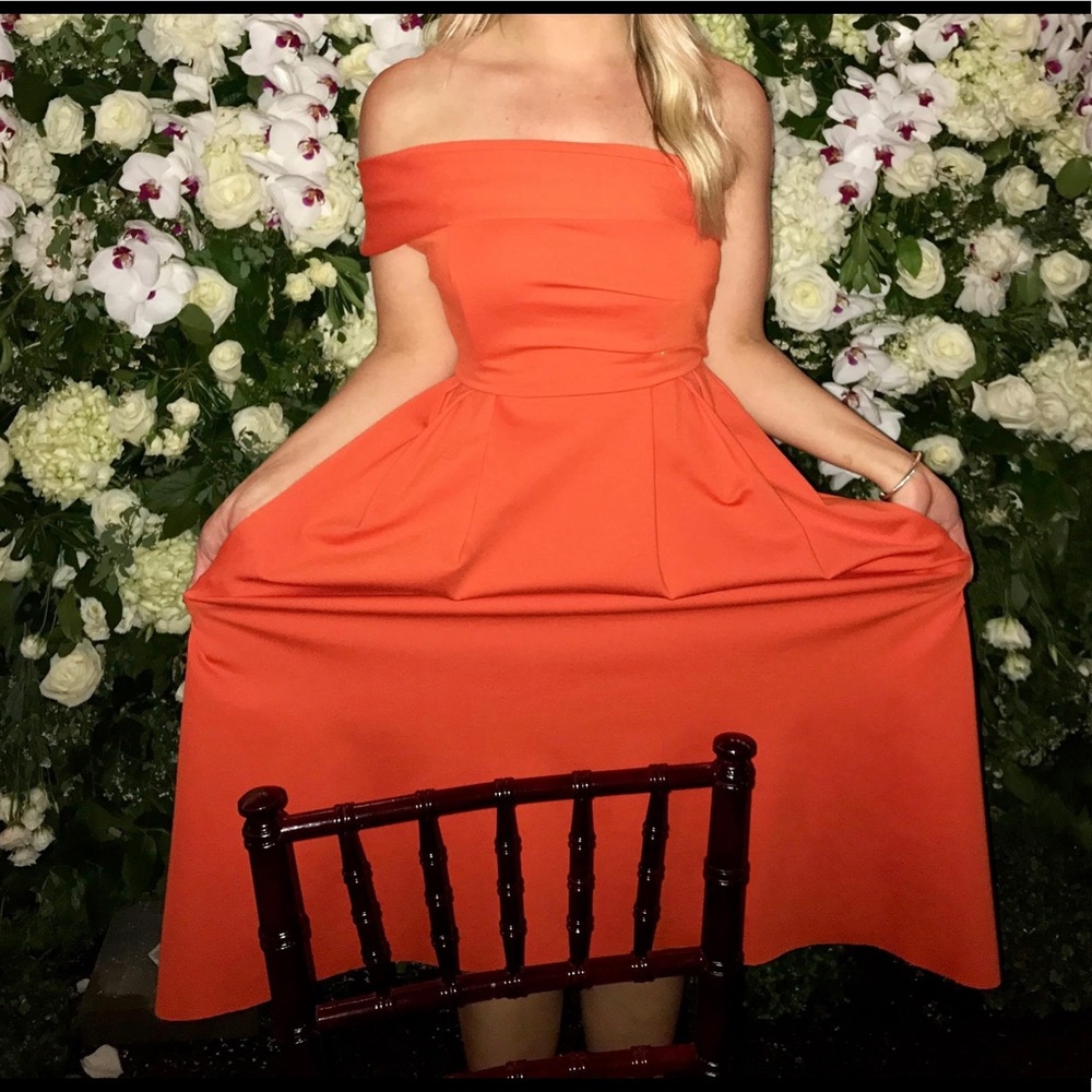 TOPSHOP Orange stretchy one shoulder dress